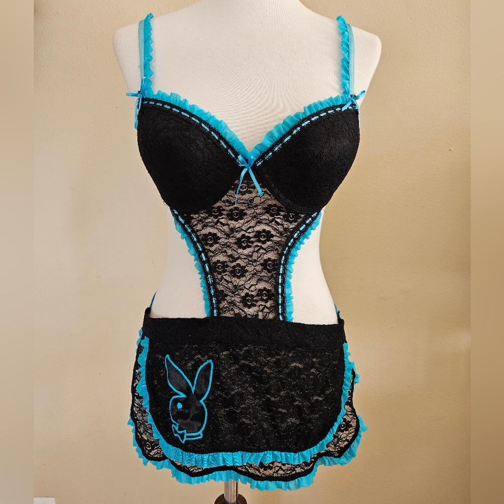Playboy Black and Blue Intimate Apron